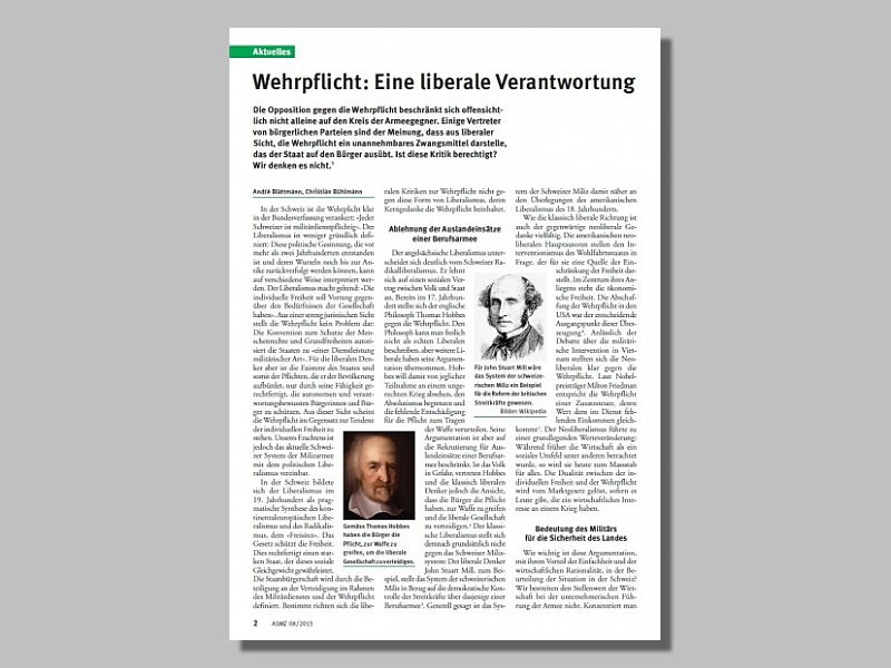 [Nouvelle publication] « Wehrpflicht: Eine liberale Verantwortung », avec André Blattmann