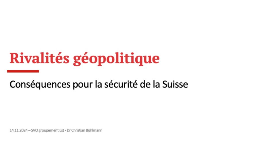 Présentation du 15 novembre 2024 au Groupement Est de la Société vaudoise des officiers